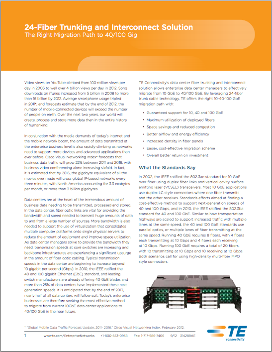 24-Fiber Trunking & Interconnect Solution