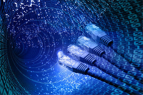 fiber cable and binary background blue copy