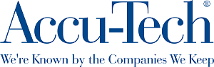 Accu-Tech logo with tagline in navy blue