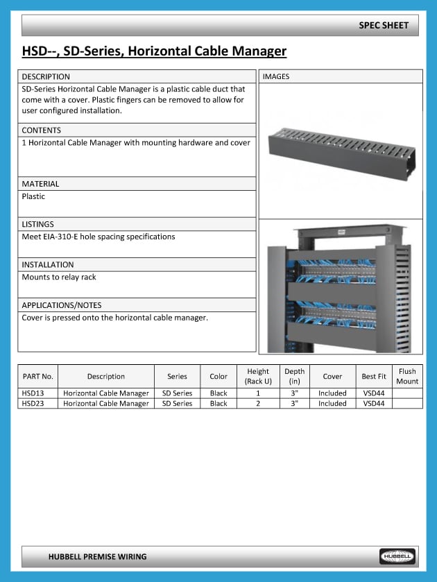 Cost Effective Hubbell Cable Management Solutions