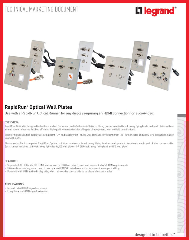 Quiktron RapidRun Optical Wall Plates