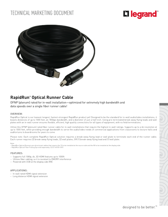 Quiktron's RapidRun Optical Runner Cables
